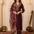 women ethnic motifs embroidered regular thread work kurta with trousers & with dupatta