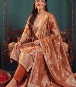 women ethnic motifs regular kurta with trousers & with dupatta