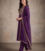 women ethnic motifs embroidered regular sequinned liva kurta with trousers & with dupatta