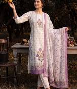 women floral printed regular cotton kurta with trousers & with dupatta