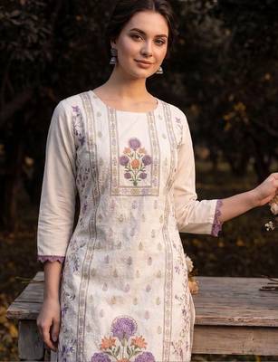 women floral printed regular cotton kurta with trousers & with dupatta 2