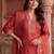 women ethnic motifs embroidered regular thread work kurta with trousers & with dupatta