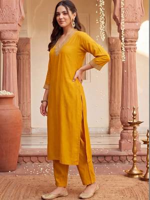 women embroidered regular sequinned kurta with trousers & with dupatta 4