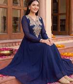 women ethnic motifs embroidered regular thread work kurta