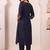 women ethnic motifs embroidered regular thread work kurta with trousers