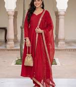 women regular gotta patti liva kurta with trousers & with dupatta