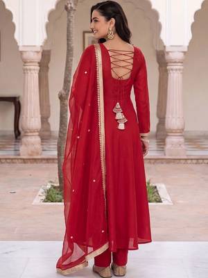 women regular gotta patti liva kurta with trousers & with dupatta 3