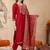 women ethnic motifs embroidered regular thread work kurta with trousers & with dupatta