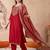 women ethnic motifs embroidered regular thread work kurta with trousers & with dupatta
