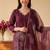 women ethnic motifs embroidered regular thread work kurta with trousers & with dupatta