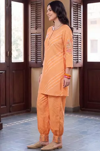 floral embroidered tunic with palazzos