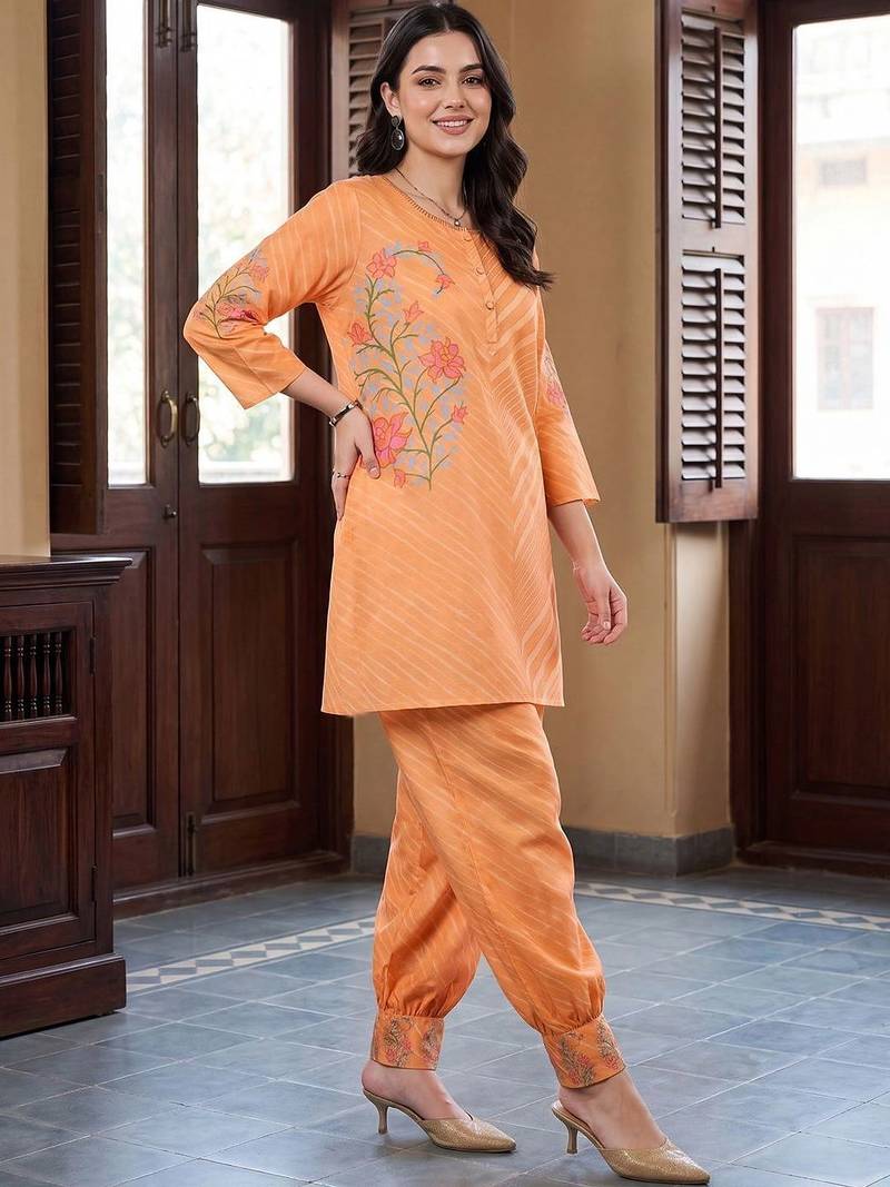 floral embroidered tunic with palazzos