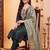 women ethnic motifs embroidered regular thread work liva kurta with trousers & with dupatta