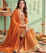 women ethnic motifs embroidered regular sequinned kurta with sharara & with dupatta