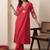 women ethnic motifs embroidered regular thread work kurta with trousers