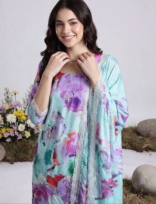 women floral printed regular kurta with trousers & with dupatta 5