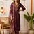 women ethnic motifs embroidered regular thread work kurta with trousers & with dupatta