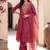 women ethnic motifs embroidered regular thread work kurta with trousers & with dupatta