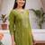 women ethnic motifs embroidered regular thread work kurta with trousers