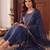 women ethnic motifs embroidered regular thread work kurta with trousers & with dupatta