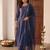 women ethnic motifs embroidered regular thread work kurta with trousers & with dupatta