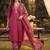 women ethnic motifs printed regular thread work cotton kurta with patiala & with dupatta