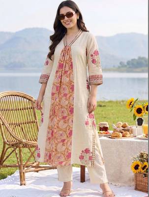 women floral printed regular cotton kurta with trousers & with dupatta 3