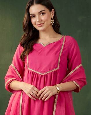 women empire kurta with trousers & with dupatta 6