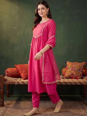 women empire kurta with trousers & with dupatta 7