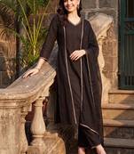 women regular cotton kurta with trousers & with dupatta