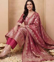 women ethnic motifs regular kurta with trousers & with dupatta