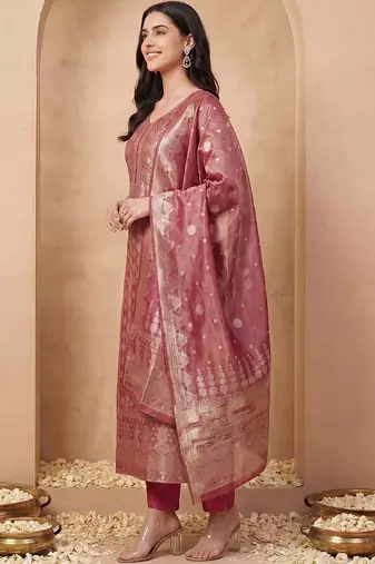 women ethnic motifs regular kurta with trousers & with dupatta
