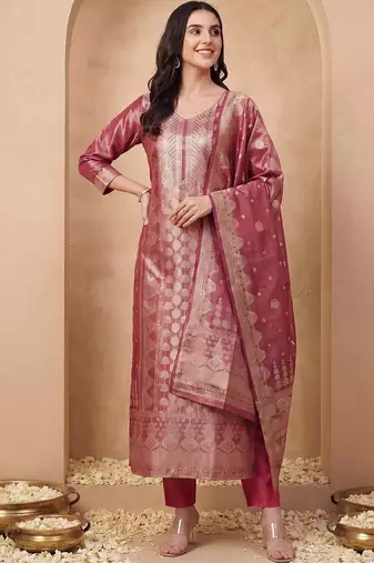 women ethnic motifs regular kurta with trousers & with dupatta