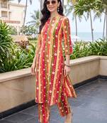 women printed regular cotton kurta with palazzos
