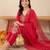 women ethnic motifs embroidered regular thread work liva kurta with trousers & with dupatta