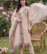women ethnic motifs embroidered regular thread work kurta with trousers & with dupatta