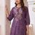 women ethnic motifs printed regular thread work kurta with trousers