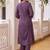 women ethnic motifs printed regular thread work kurta with trousers