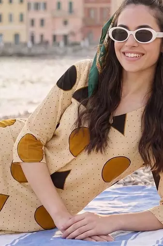 women printed regular cotton kurta with trousers