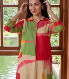 women printed regular cotton kurta with trousers