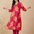 women floral printed regular thread work cotton kurta with trousers