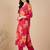 women floral printed regular thread work cotton kurta with trousers