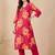 women floral printed regular thread work cotton kurta with trousers