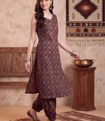 women ethnic motifs printed regular cotton kurta with patiala