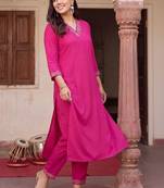 women ethnic motifs embroidered regular thread work kurta with trousers