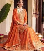 women ethnic motifs embroidered regular kurta with sharara & with dupatta