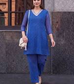 women leheriya printed regular kurti with trousers
