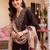 women ethnic motifs embroidered regular thread work kurta with trousers & with dupatta