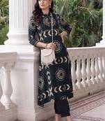 women ethnic motifs printed regular kurta with harem pants