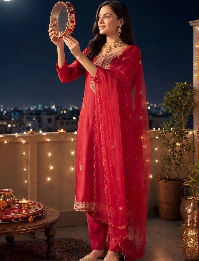 women ethnic motifs embroidered regular thread work kurta with trousers & with dupatta